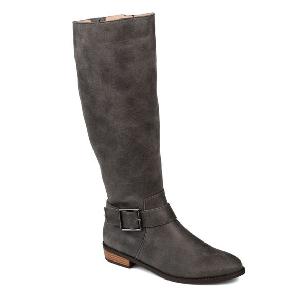 JOURNEE COLLECTION Shoes - JOURNEE COLLECTION Womens Gray Wide Calf Winona Block Heel Riding Boot 5.5 M WC